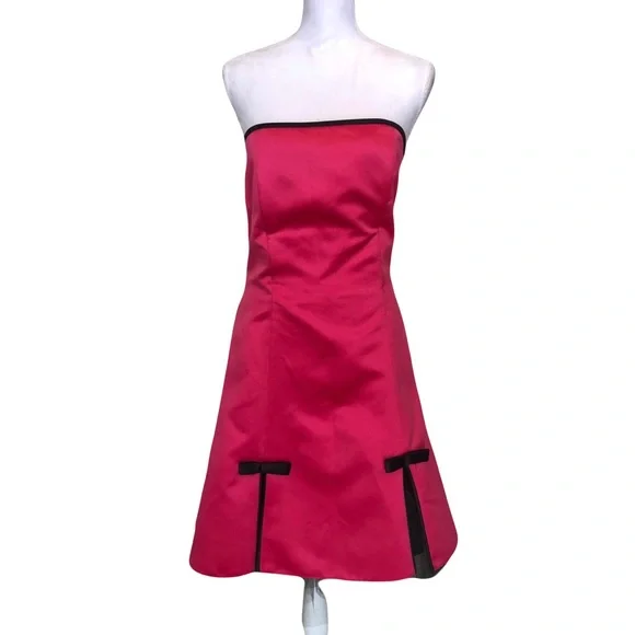 Vintage Jessica McClintock for Gunne Sax Hot Pink Strapless Dress - Size 7 - Picture 4 of 10